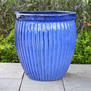 Sahara High Glazed Planter - Blue